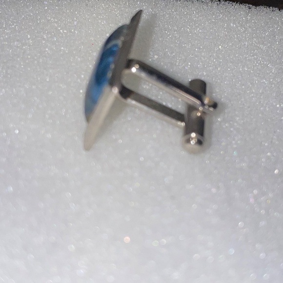 Replacement Lost SINGLE Vintage Cuff Link Blue Stone & Silver - Picture 12 of 12